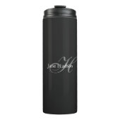 Zwart Grijs Monogram Eenvoudig Duidelijk Speciaal Thermosbeker (Voorkant)