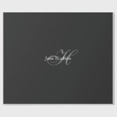 Zwart Grijs Monogram Eenvoudig Gewone Speciale Cad Cadeaupapier (Vlak)