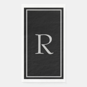 Zwart Grijs Monogram Eerste Letters Aangepaste Naa Servet