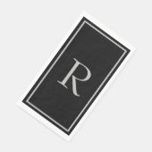 Zwart Grijs Monogram Eerste Letters Aangepaste Naa Servet (Hoek)