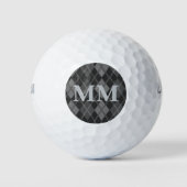 Zwart-grijs monogram Initiaal Golfballen (Voorkant)