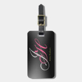 Zwart Grijs Monogram Initialen Eenvoudig Gewoon Bagagelabel (Voorkant verticaal)