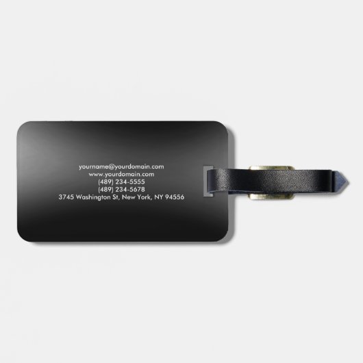 Zwart Grijs Monogram Initialen Eenvoudig Gewoon Bagagelabel (Achterkant horizontaal)