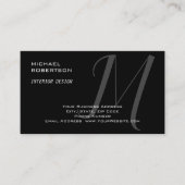 Zwart grijs monogram interieurontwerper Modern pla Visitekaartje (Voorkant)