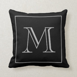Zwart grijs monogram kussen