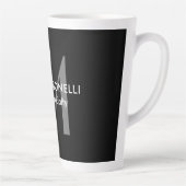 Zwart Grijs Monogram Moderne Minimalistische Sjabl Latte Mok (Rechts)