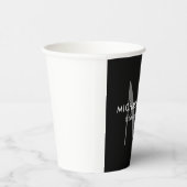 Zwart Grijs Monogram Moderne Minimalistische Sjabl Papieren Bekers (Rechts)