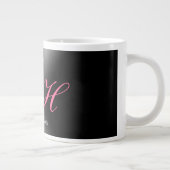 Zwart Grijs Monogram Naam Initiaal Letters Script Grote Koffiekop (Rechts)