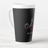 Zwart Grijs Monogram Naam Initiaal Letters Script Latte Mok (Linkerhoek)