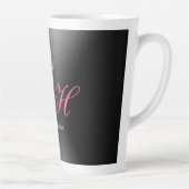 Zwart Grijs Monogram Naam Initiaal Letters Script Latte Mok (Rechts)