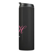 Zwart Grijs Monogram Naam Initiaal Letters Script Thermosbeker (Geroteerd rechts)
