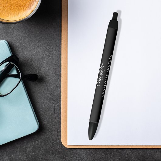 Zwart grijs monogram naam schrift zwarte inkt pen