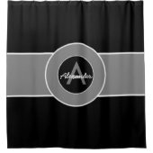 Zwart grijs monogram op maat douchegordijn (Voorkant)