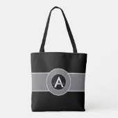 Zwart grijs monogram op maat tote bag (Achterkant)
