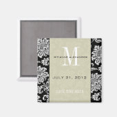 Zwart grijs monogram opslaan Datum Magneet (Voorkant / Achterkant)