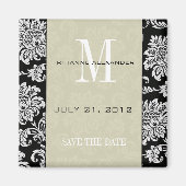 Zwart grijs monogram opslaan Datum Magneet (Voorkant)