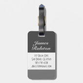 Zwart & grijs monogram, persoonlijk aanpassen bagagelabel (Achterkant verticaal)