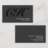 Zwart grijs monogram Standaard formaat Visitekaart Visitekaartje (Voorkant / Achterkant)