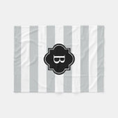 Zwart-grijs monogram Stripe | Fleece Blanket Deken (Voorkant (Horizontaal))