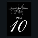 Zwart Grijs Monogram Trouwtafel Nummer Kaart<br><div class="desc">Zwart-wit Trouwtafel Nummer Kaarten met aangepaste tray monogram. Ontwerp van Elke Clarke ©2008. Pas aan met uw bruid en bruidegom namen, pasgetrouwde achternaam, monogram initiaal en trouwdatum. Bestel één per tafel met elk tafelnummer maar ontvang nog steeds de bulkkorting voor het totale bestelde aantal. Andere kleuren beschikbaar</div>