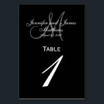 Zwart Grijs Monogram Trouwtafel Nummer Kaart<br><div class="desc">Zwart-wit Trouwtafel Nummer Kaarten met aangepaste tray monogram. Ontwerp van Elke Clarke ©2008. Pas aan met uw bruid en bruidegom namen,  pasgetrouwde achternaam,  monogram initiaal en trouwdatum. Bestel één per tafel met elk tafelnummer maar ontvang nog steeds de bulkkorting voor het totale bestelde aantal. Andere kleuren beschikbaar</div>