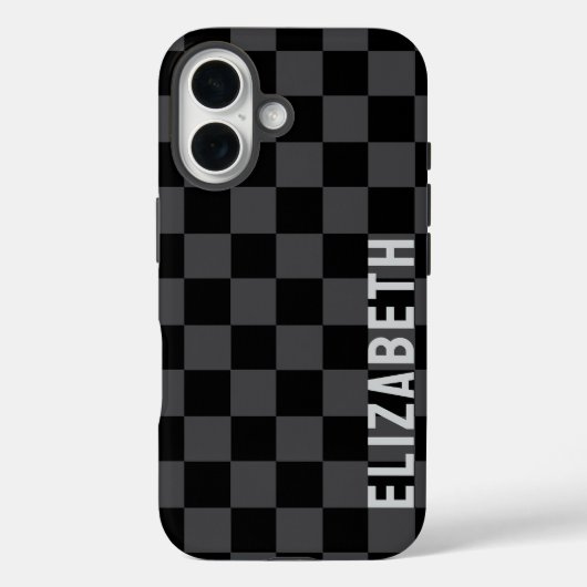 Zwart Grijs Monotone Checkerboard Case-Mate iPhone Case (Achterkant)