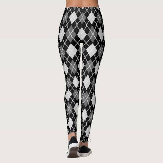 Zwart & Grijs Naadloze Argyle Pattern Leggings (Achterkant)
