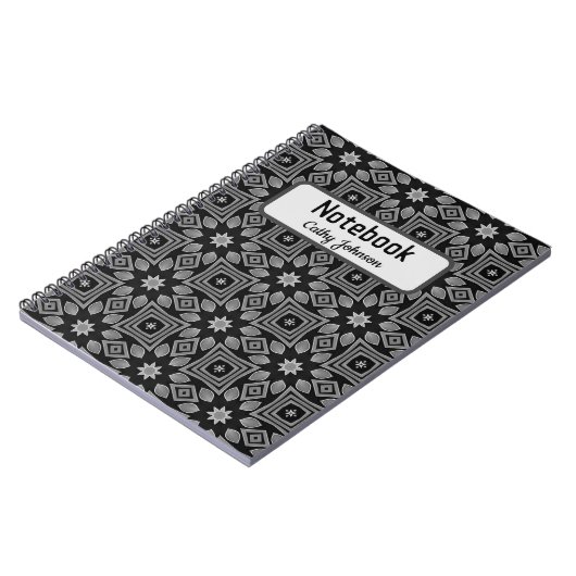 Zwart-grijs Notitieboek met patroon (Linkerzijde)