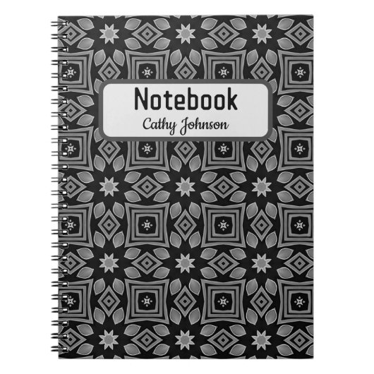 Zwart-grijs Notitieboek met patroon (Voorkant)