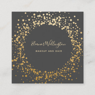 Zwart Grijs Ombre Goud Confetti Stippen Creatief Vierkante Visitekaartje