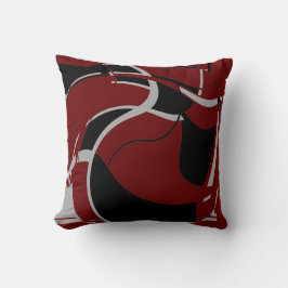 Zwart Grijs op Bourgondische wervelende MCM Look A Kussen