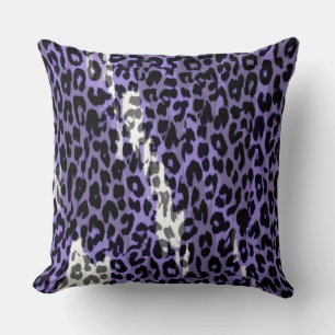 Zwart Grijs Paarse Leopard Print Skin Kussen