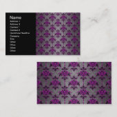Zwart Grijs Paarse Victoriaans Damask Pattern Visitekaartje (Voorkant / Achterkant)