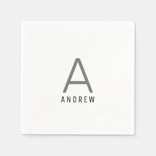Zwart grijs Persoonlijke naam Monogram Initiaal Servet