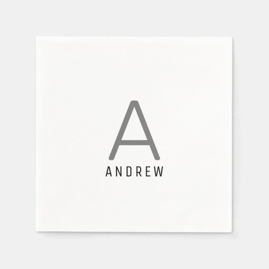 Zwart grijs Persoonlijke naam Monogram Initiaal Servet (Voorkant)