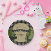 Zwart Grijs Plaid Cabine Rustieke Jacht Herten Ant Papieren Bordje (Feest)