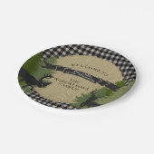 Zwart Grijs Plaid Cabine Rustieke Jacht Herten Ant Papieren Bordje (Gekanteld)