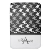 Zwart Grijs Plaid Monogram Badmat (Voorkant Verticaal)
