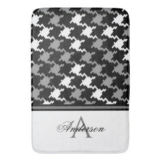 Zwart Grijs Plaid Monogram Badmat