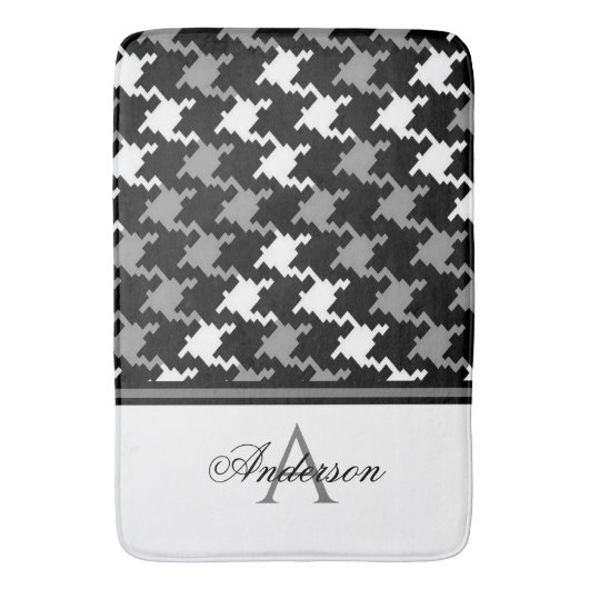 Zwart Grijs Plaid Monogram Badmat (Voorkant Verticaal)