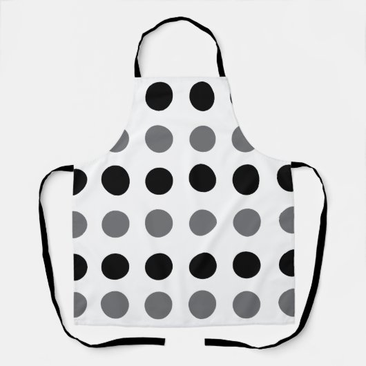 Zwart Grijs Polka Dot Baker Chef Koken Schort (Voorkant)