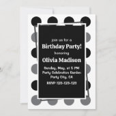 Zwart Grijs Polka Dot Verjaardagsfeest Kaart (Voorkant)