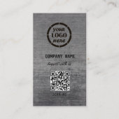 Zwart Grijs Professioneel Ontwerp Moderne QR Code Visitekaartje (Voorkant)