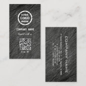 Zwart Grijs Professioneel Ontwerp Moderne QR Code  Visitekaartje (Voorkant / Achterkant)
