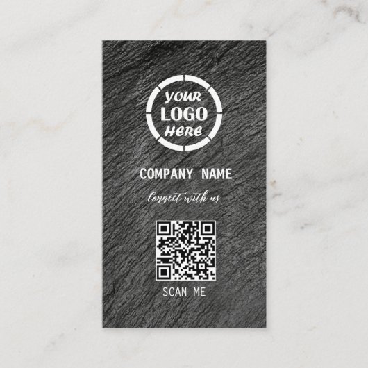 Zwart Grijs Professioneel Ontwerp Moderne QR Code  Visitekaartje (Voorkant)