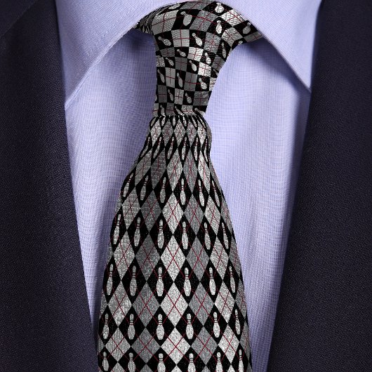 Zwart & Grijs Retro Argyle Bowling Pin Stropdas