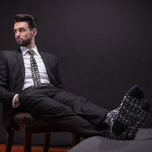 Zwart & Grijs Retro Argyle Bowling Pin Stropdas