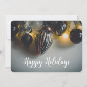 Zwart Grijs Retro Kerst Ornamenten Feestdagenkaart (Voorkant)