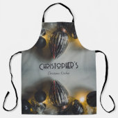 Zwart Grijs Retro Kerst Ornamenten Schort (Voorkant)