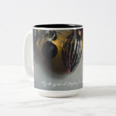 Zwart Grijs Retro Kerst Ornamenten Tweekleurige Koffiemok (Voorkant links)